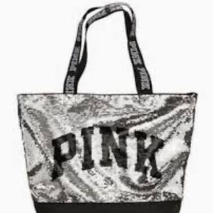 PINK by Victoria Secret Silver/Black Sequin Tote